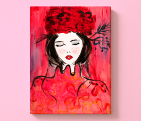ArtNights mit lasierendem Farbauftrag Blumenmädchen in Pink