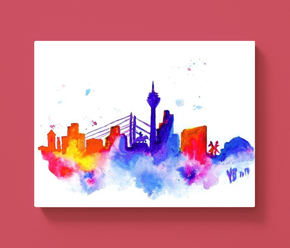 ArtNights mit lasierendem Farbauftrag Skyline deiner Stadt
