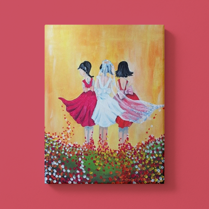 Braut mit Brautjungfern