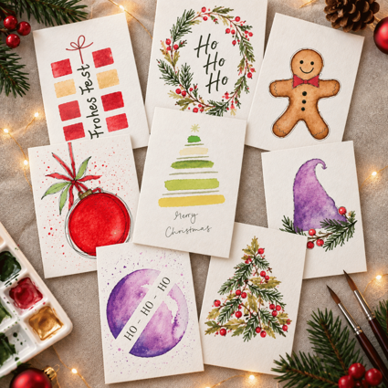 Aquarell: Weihnachtskarten