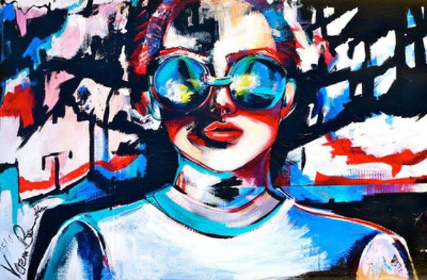 Acryl Collage - Frau