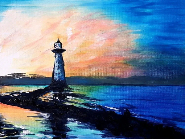 Leuchtturm in der Abendröte