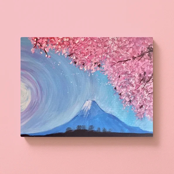 Gemeinsam Malen: Mount Fuji im Frühling