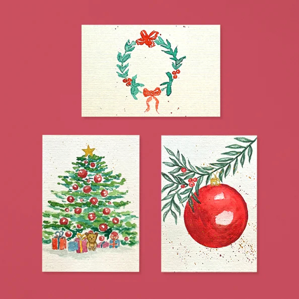 Aquarell: Weihnachtskarten