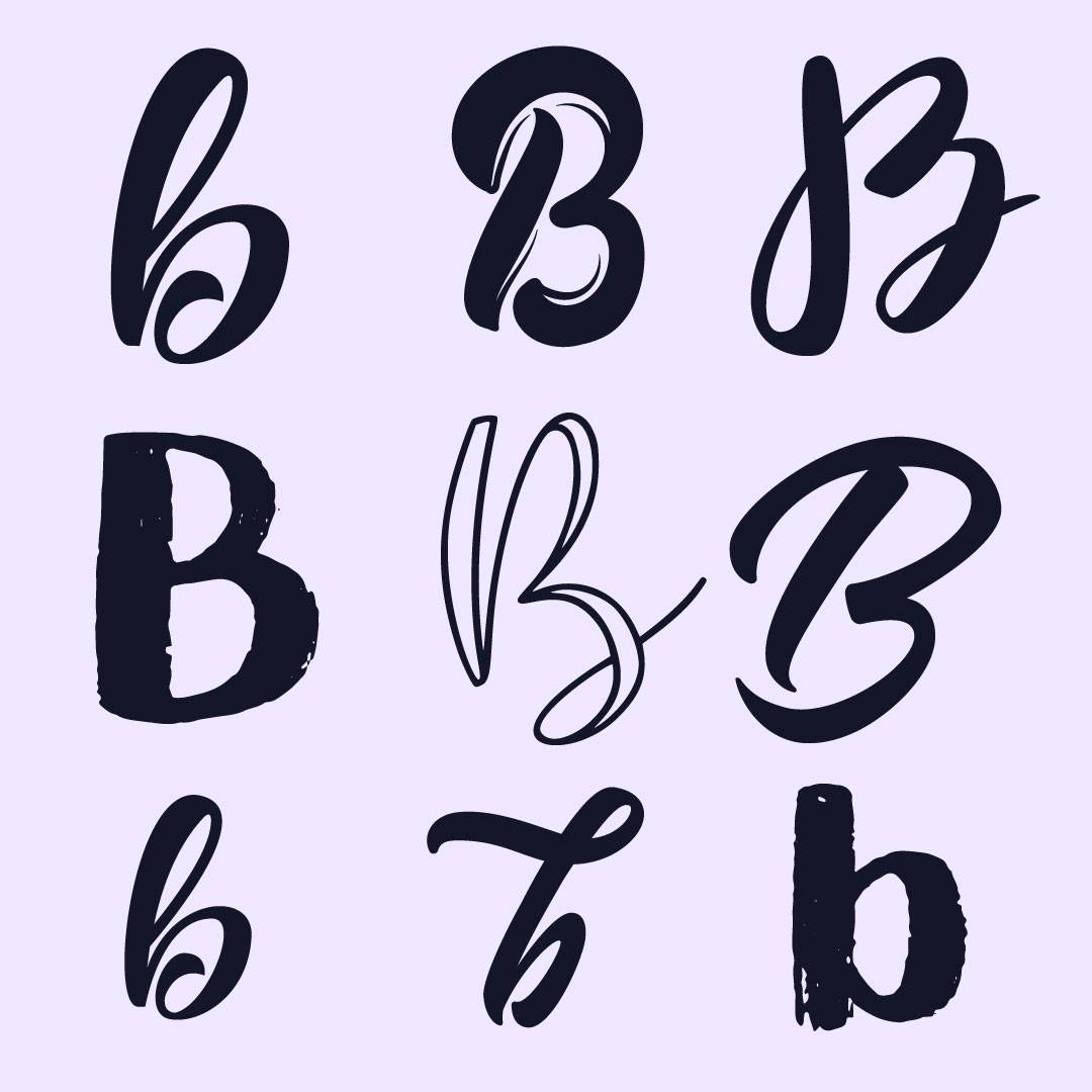 Handlettering Buchstabe-Alphabet B