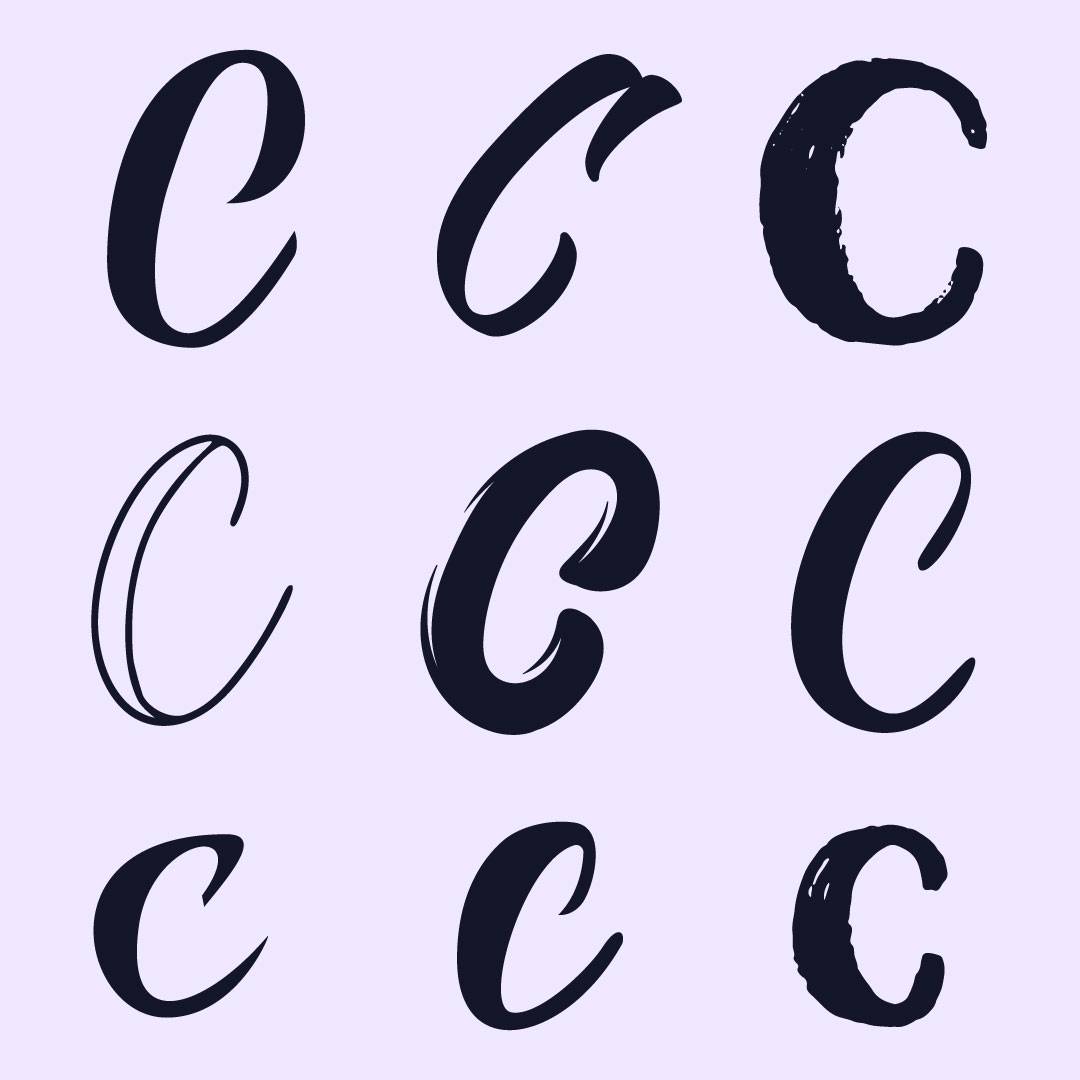 Handlettering Buchstabe-Alphabet C