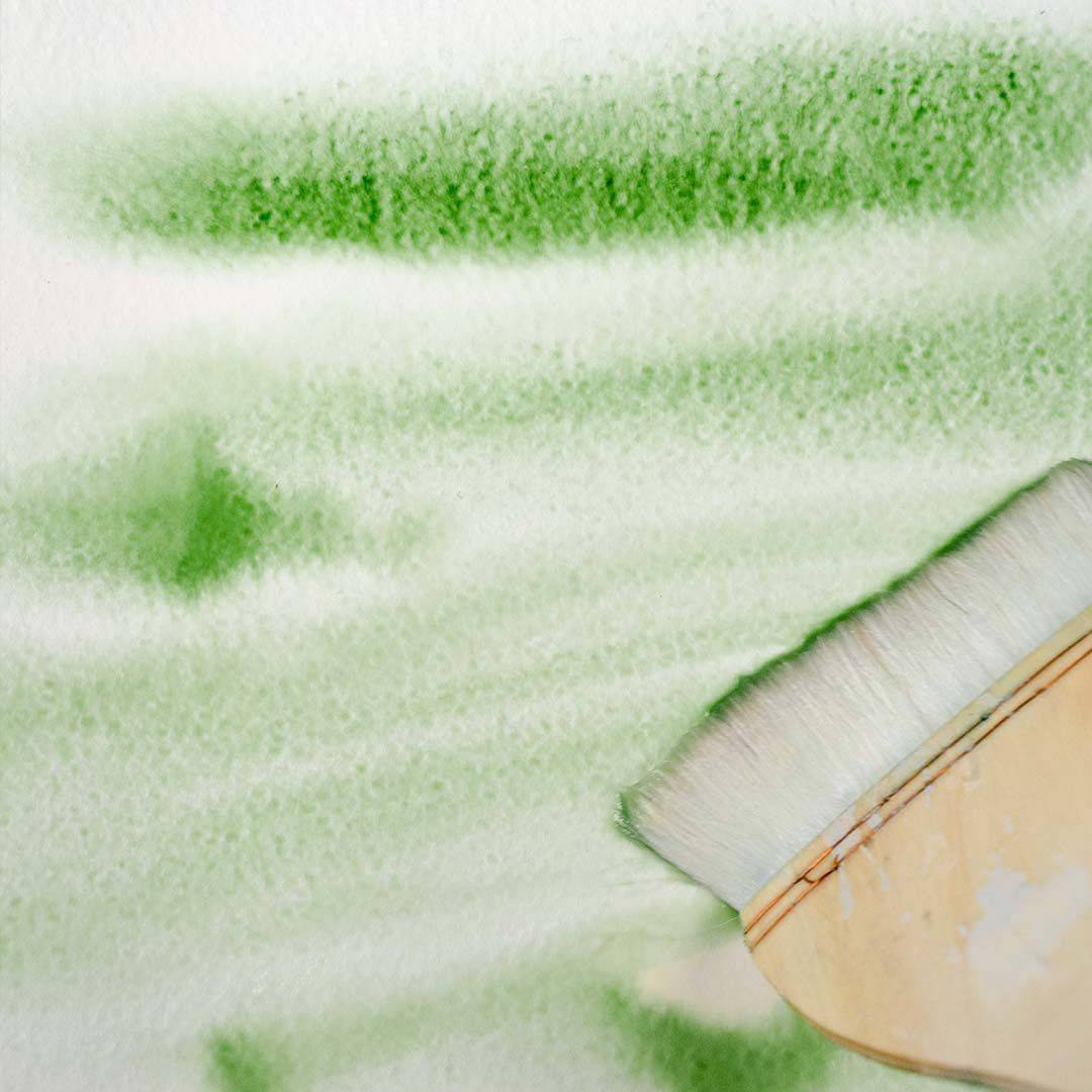 Grüne Farbe mit Nass-in-Nass-Technik gemalt