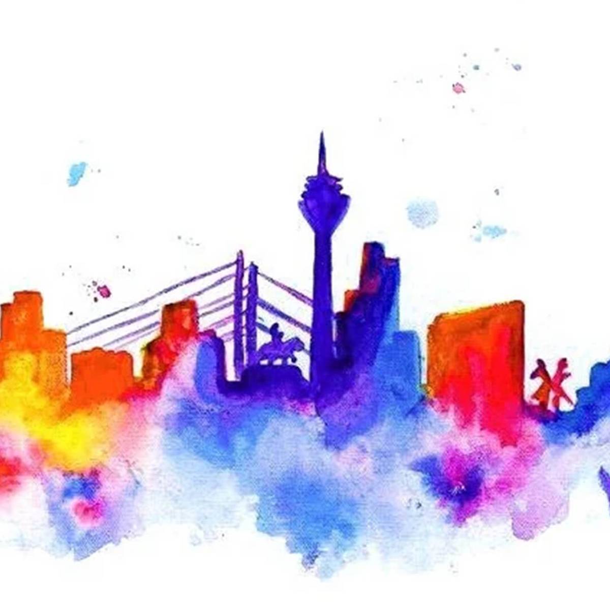 Skyline Düsseldorf Malen