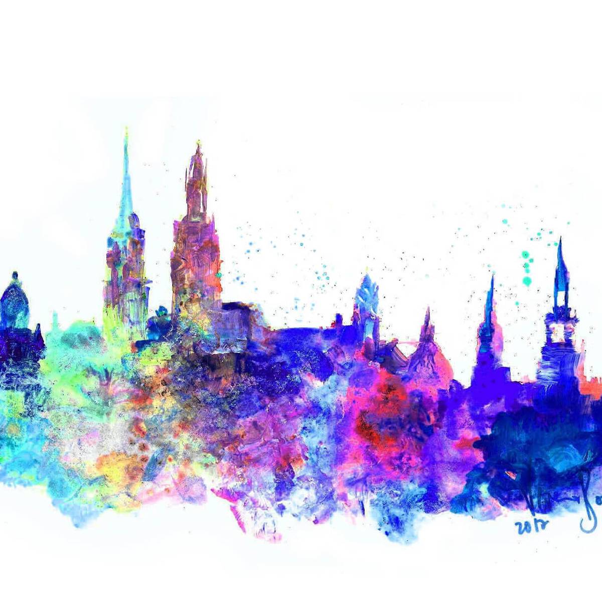 Skyline Hamburg Malen