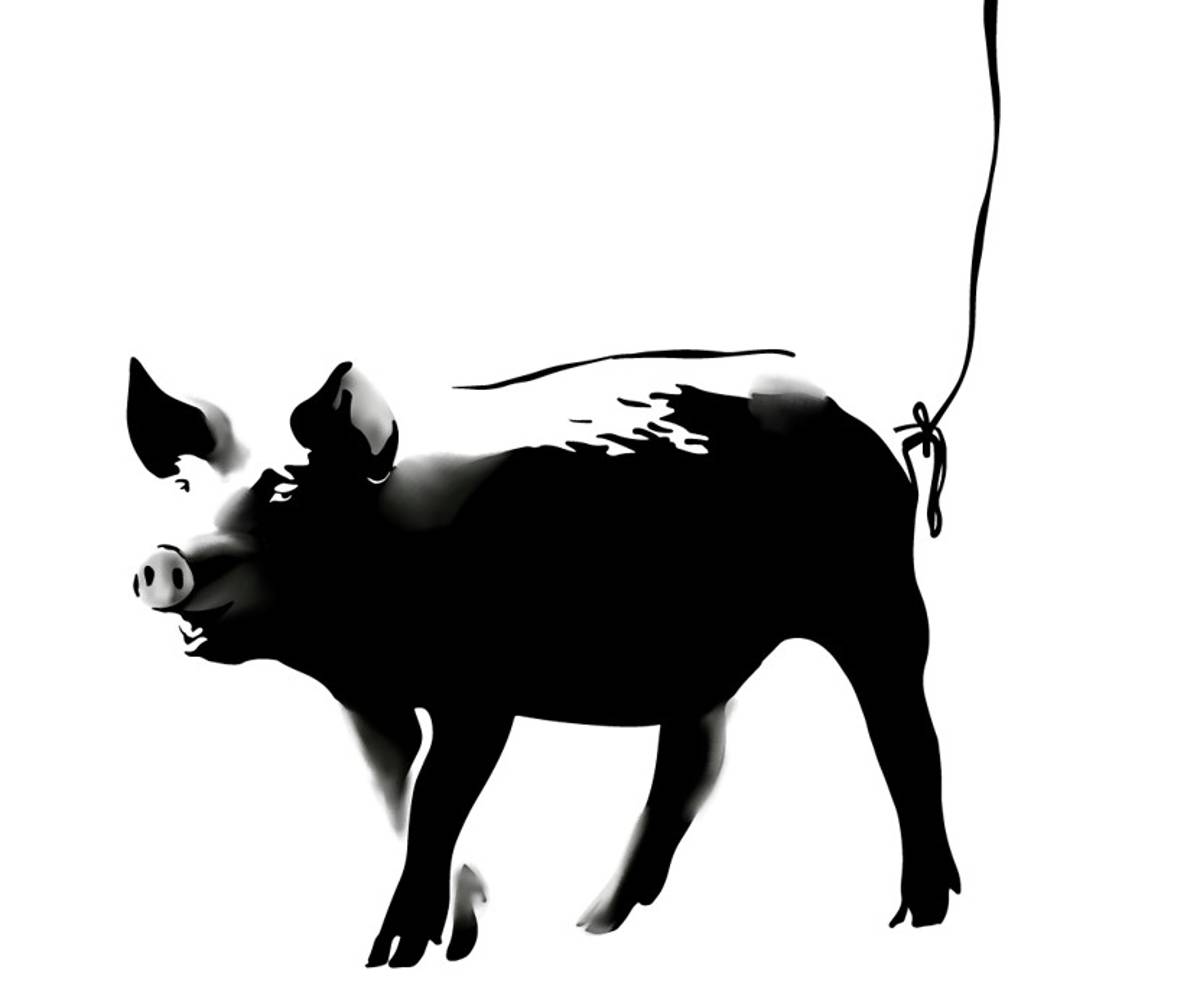 Banksy Schwein schwarz