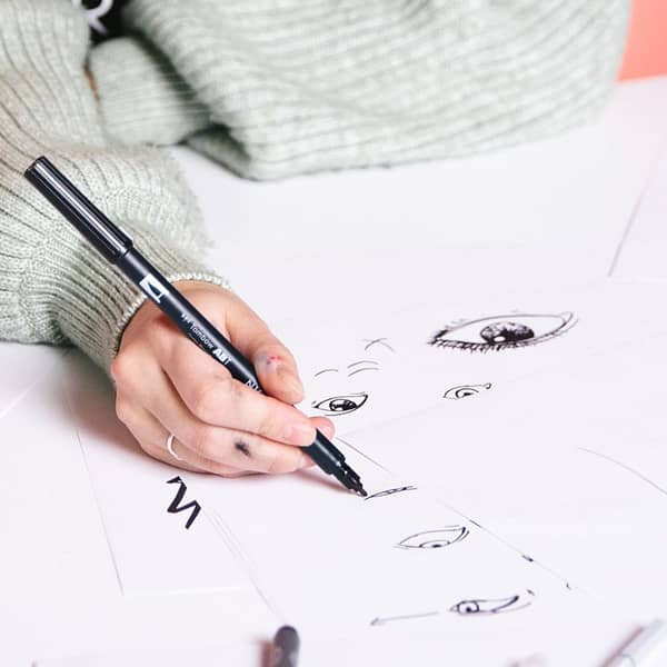 Komponenten eines Porträts werden gemalt