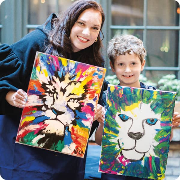 artnight kids malen malevent malkurs löwe acryl