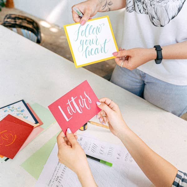 fertig geschriebene Kalligraphiekarten