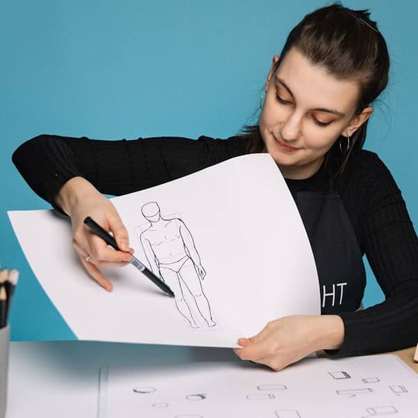 ein auf einem Blatt gezeichneter Mensch