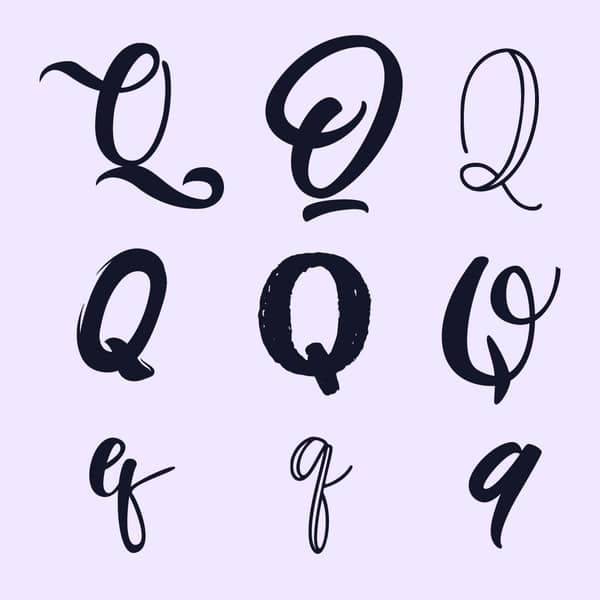 handlettering buchstaben-alphabet Q
