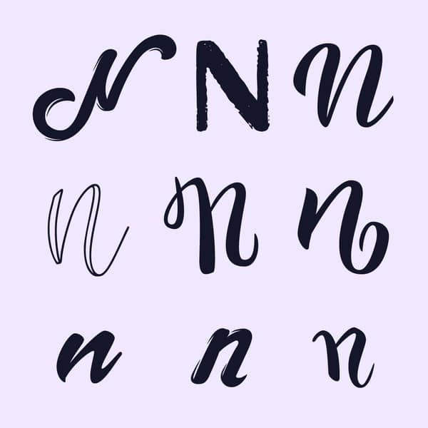 handlettering buchstaben-alphabet N