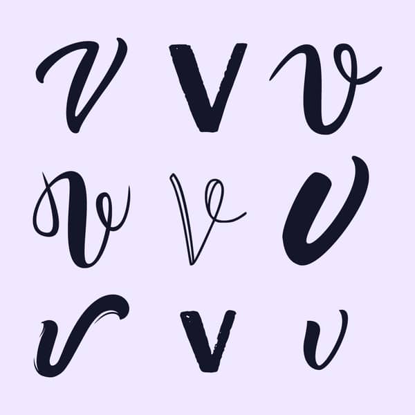handlettering buchstaben-alphabet V