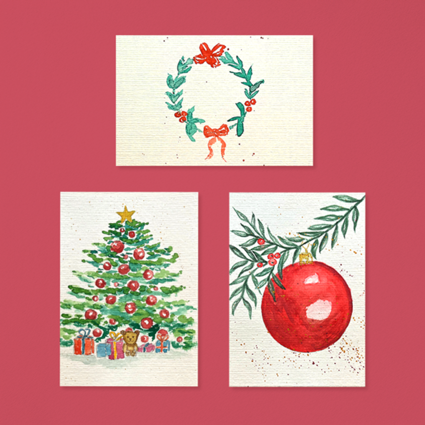 Aquarell: Weihnachtskarten